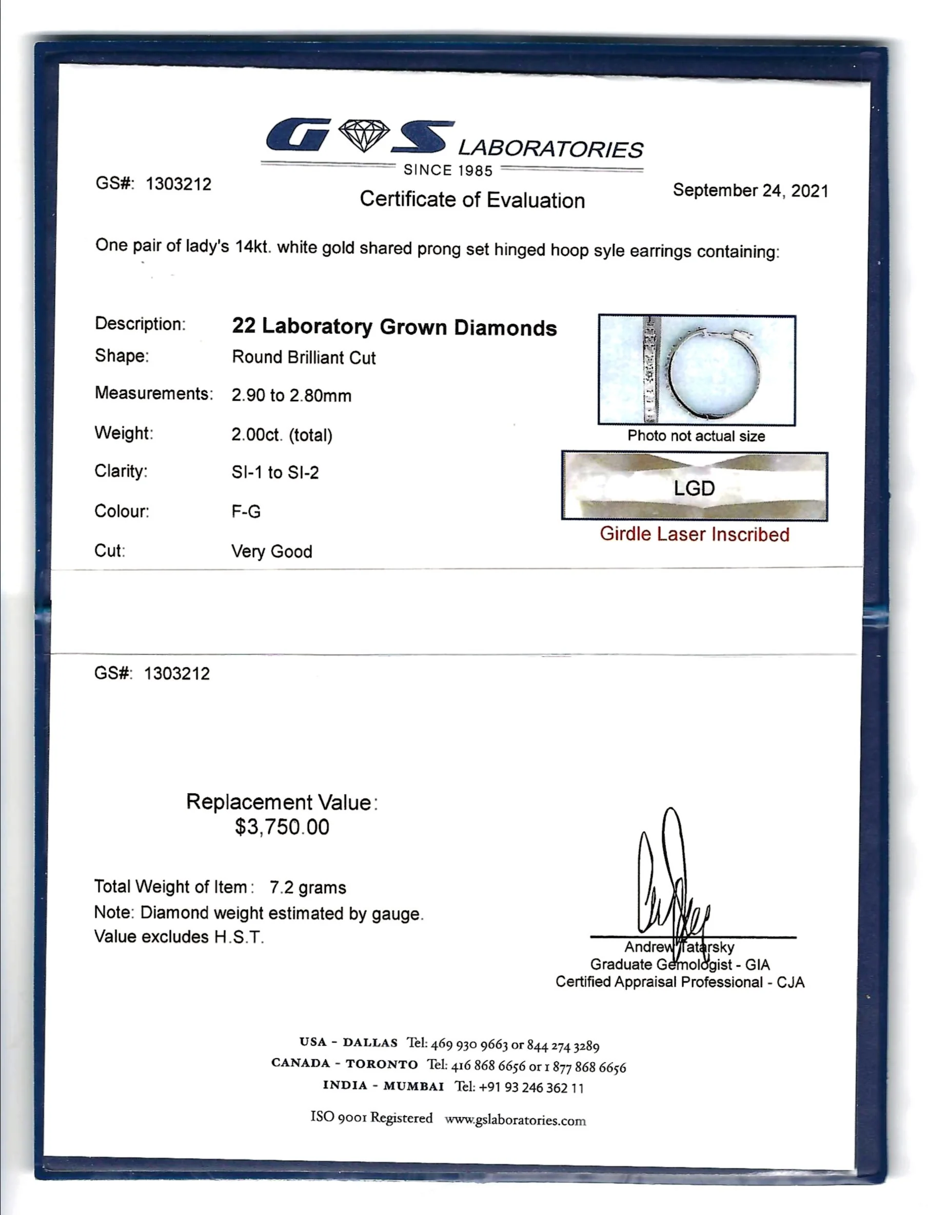 Hoop Earrings - 14kt White Gold - 2.00ct Lab Grown Diamonds - Image 6