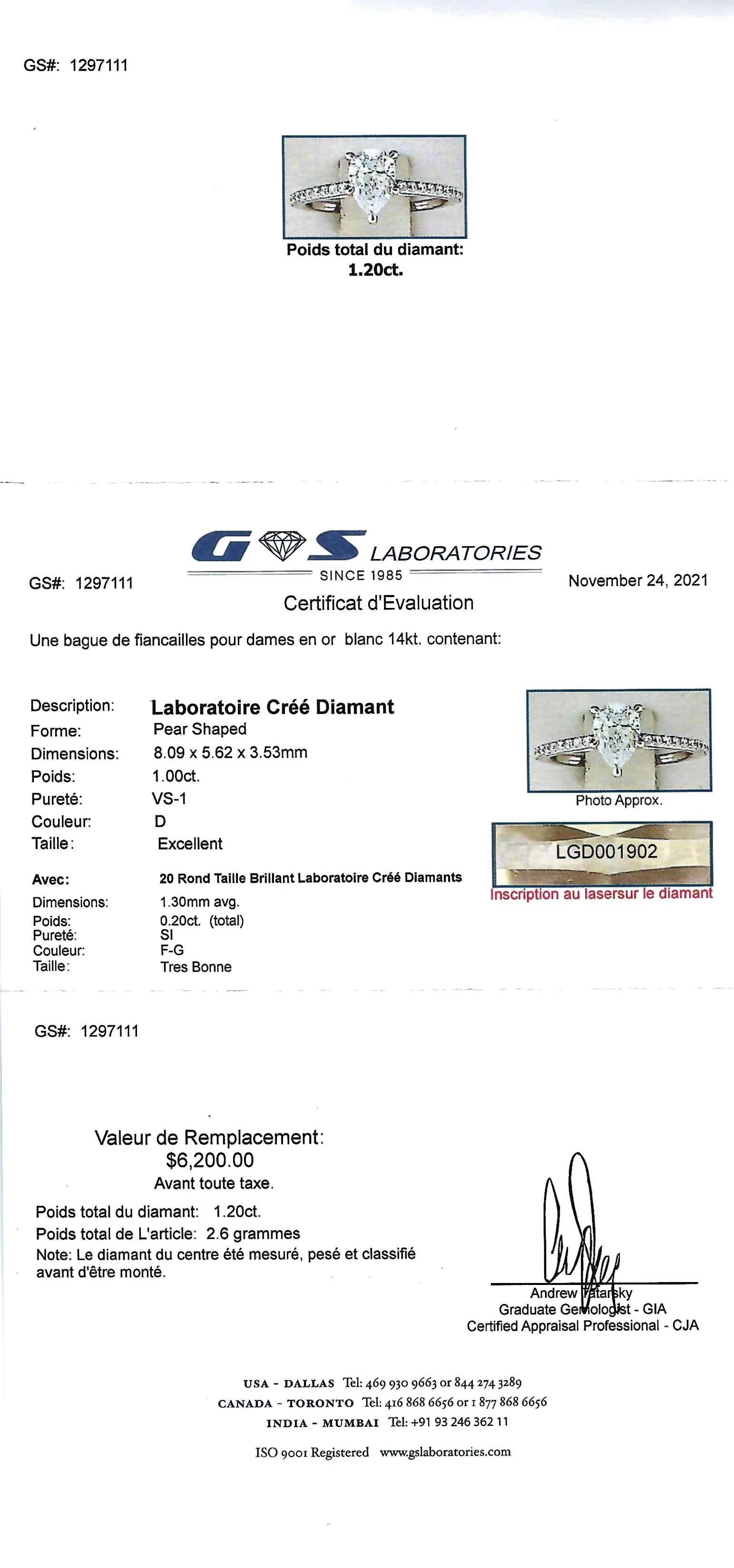 Solitaire Ring 14KT | LGD | 1.00ct Pear cut center - Image 4