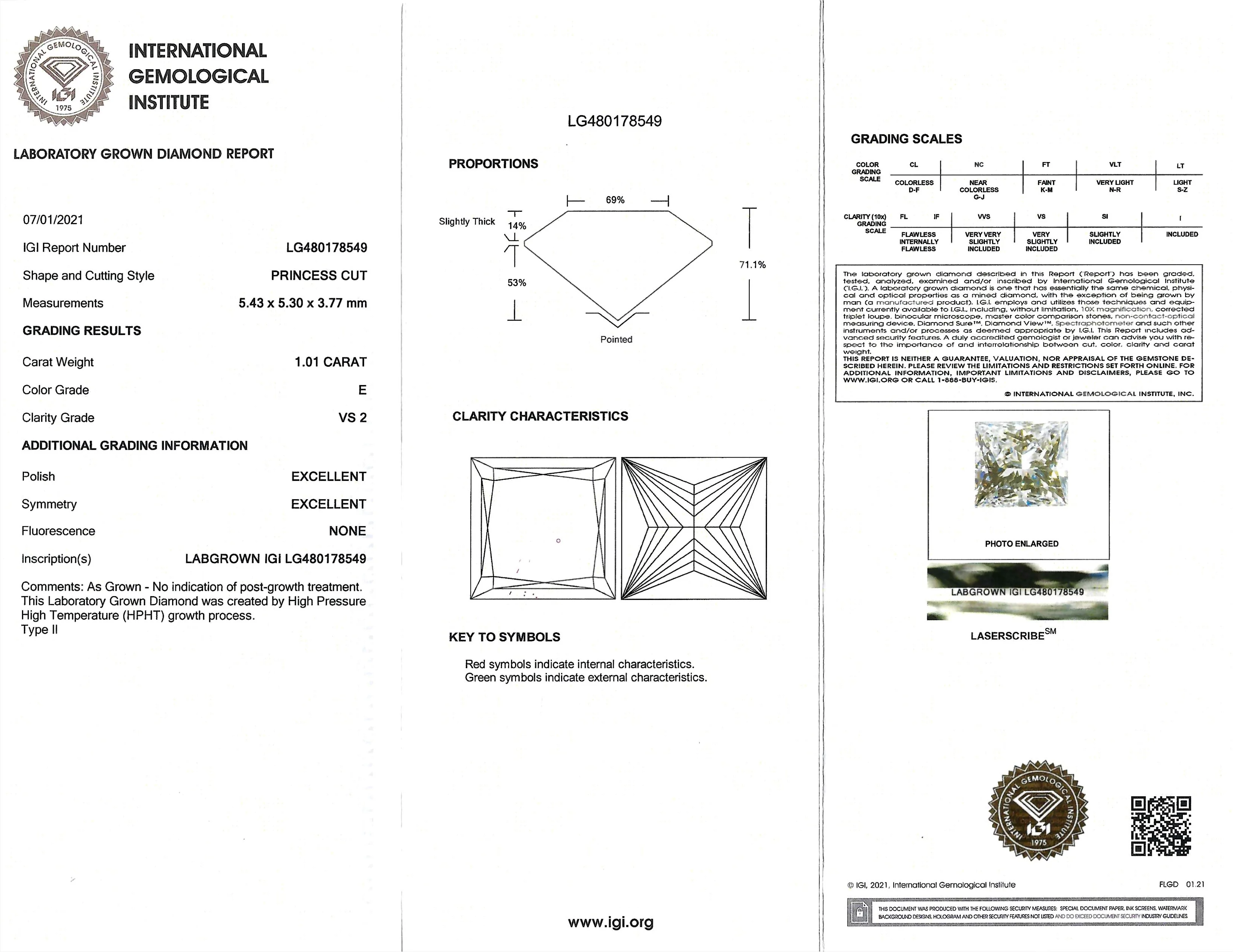 Solitaire Ring 14kt | LGD | 1.01ct princess cut - Image 6